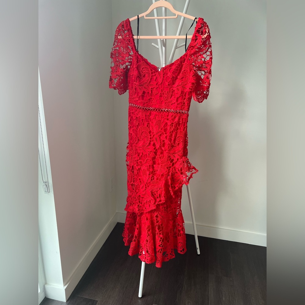 Red lace dress
